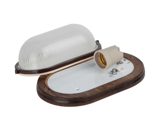 Светильник ЭРА НБО 0460021 Кантри, дерево/стекло, IP54, E27, max 60Вт, 232х140, овал, орех 8/280 Б0048248 – изображение 2