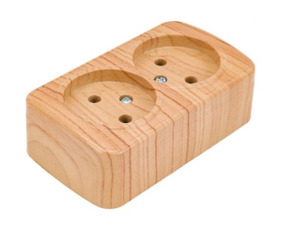 2-местная розетка EKF Минск ОП 10А без заземления, светлое дерево EGR10-102-30 – изображение 2