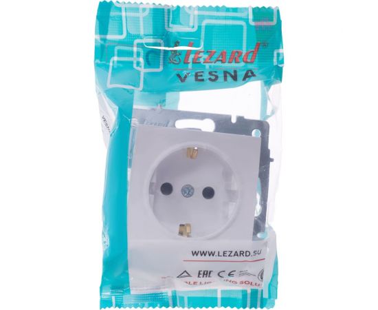 Розетка Lezard VESNA с защитой от детей, ПБТ, белая 742-0288-124B – изображение 4