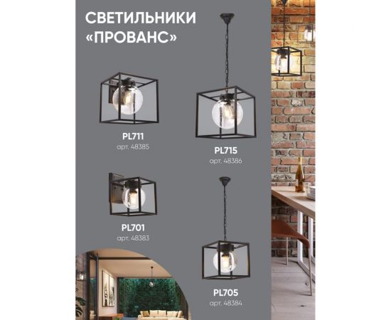 Садово-парковый светильник FERON PL715 на цепочке 60W E27 230V, черный 48386 – изображение 4