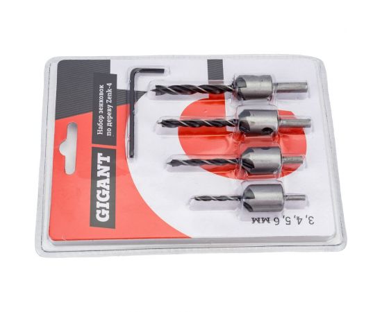 Набор зенковок по дереву 4 шт, сверла 3, 4, 5, 6 мм Gigant Zenk-4 – изображение 5