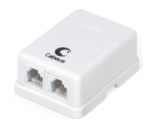 Двойная внешняя телефонная розетка RJ-12(6P4C) Cabeus белая WS-6P4C-TEL-2 