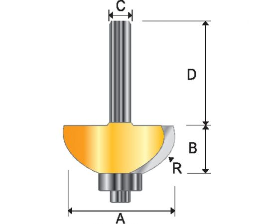 Фреза внешний радиус Галтель (28.6х12.7х8х32 мм; R9.52 мм; S8) Makita D-11477 