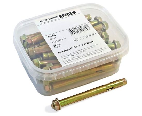 Анкерный болт с гайкой Качественный КРЕПЕЖ 8х85 30 шт 0300025 КЧ 