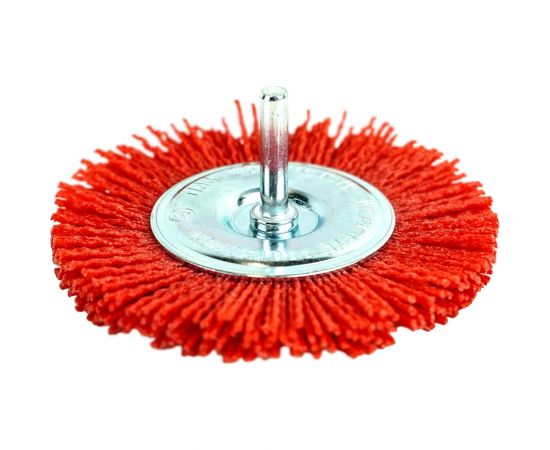 Кордщётка дисковая 100 мм, абразивный нейлон 1.2 мм, P80, хвостовик 6 мм Berger BG BG1738 