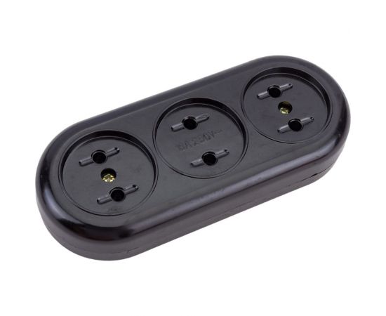 Розеточная колодка TDM Ретро 3 гнезда, 2П, 16А, 250B, карболит SQ1806-0104 