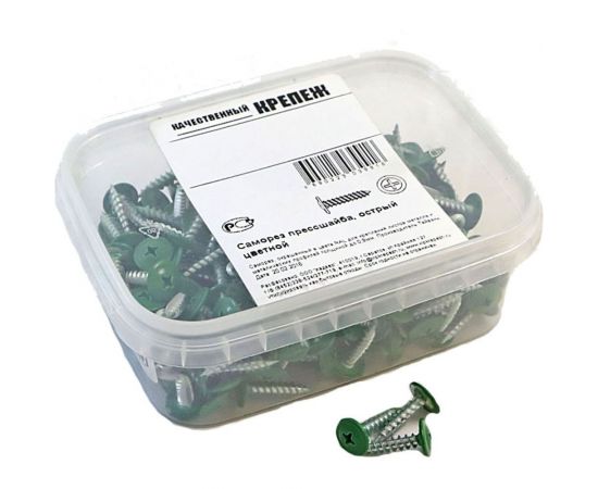 Прессшайба Качественный КРЕПЕЖ 4.2х16 мм, зеленый лист RAL 6002, острая, 250 шт 0200291 КЧ – изображение 2