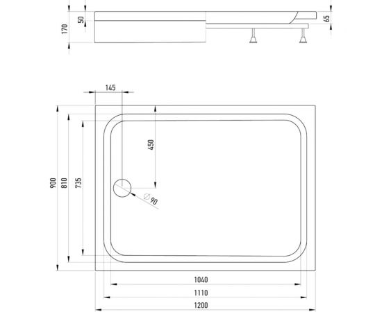Прямоугольный поддон в сборе Alex Baitler AB12917Н-1 – изображение 2
