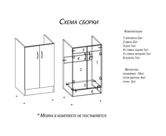 Тумба Домино под нержавеющую мойку 60x50 белый D6050BL – изображение 3