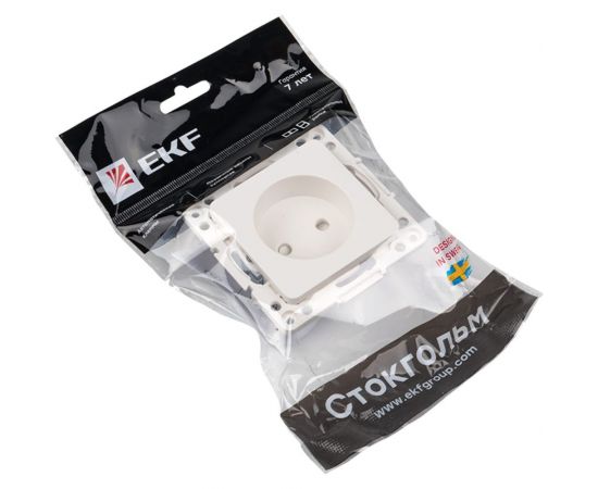 Механизм 1-местной розетки EKF PROxima Стокгольм, без заземления, 10А, белый, с защитными шторками EYR10-022-10 – изображение 3