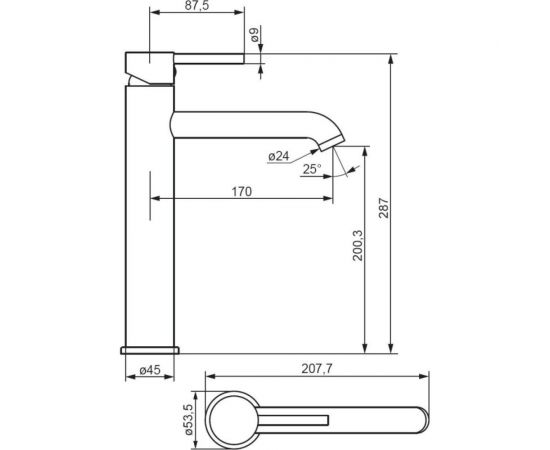 Смеситель для раковины Damixa Scandinavian Pure высокий, чёрный 360250300 – изображение 4