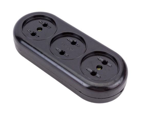 Розеточная колодка TDM Ретро 3 гнезда, 2П, 16А, 250B, карболит SQ1806-0104 – изображение 4