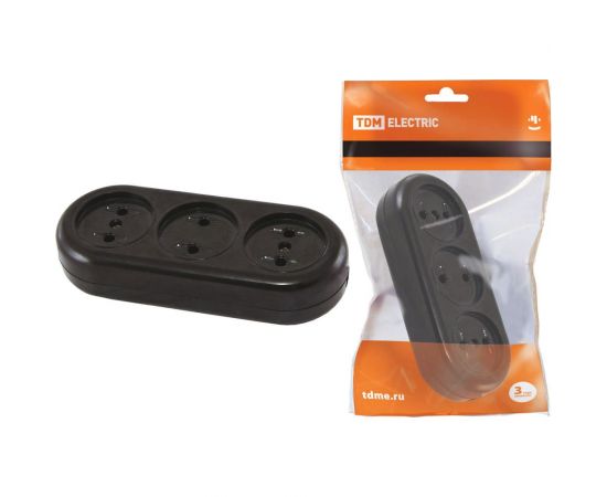 Розеточная колодка TDM Ретро 3 гнезда, 2П, 16А, 250B, карболит SQ1806-0104 – изображение 5