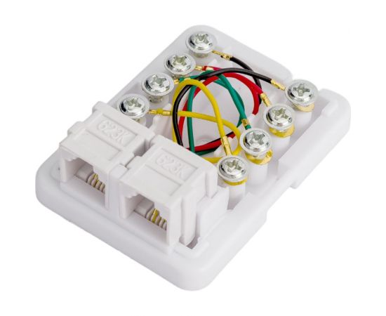 Двойная внешняя телефонная розетка RJ-12(6P4C) Cabeus белая WS-6P4C-TEL-2 – изображение 6