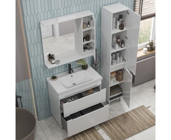 Зеркальный шкаф Sanstar Адель 80 П, 1 дверь, белый 176.1-2.4.1. – изображение 7