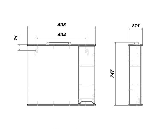 Зеркальный шкаф Sanstar Адель 80 П, 1 дверь, белый 176.1-2.4.1. – изображение 8