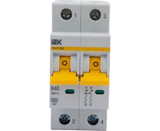 Автоматический выключатель IEK ВА47-60M 2Р 40А 6кА B MVA31-2-040-B 