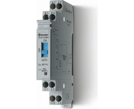Выходной модуль Finder Авто./Выкл./Вкл.., 1 перекидной контакт 10А, = 24В AC/DC, 192100240000 