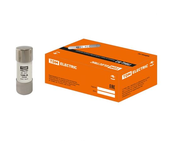 Плавкая вставка TDM ПВЦ-B2 22х58 aR быстродействующая 100А SQ0729-0062 
