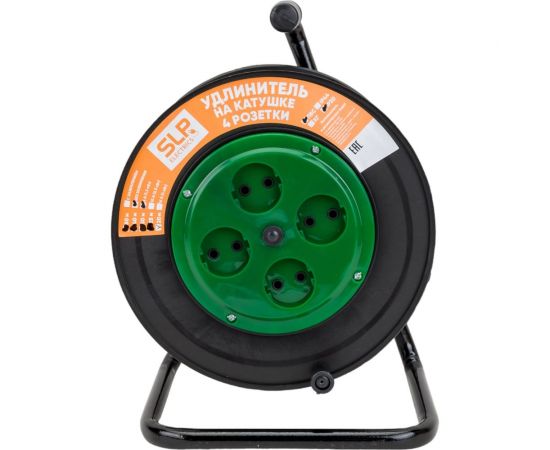 Электрический удлинитель на катушке SVET 20м/4розетки без заземления (ПВС), 6А УХ-6-4-20-К ПВС 2x0,75 EV0451-5121 