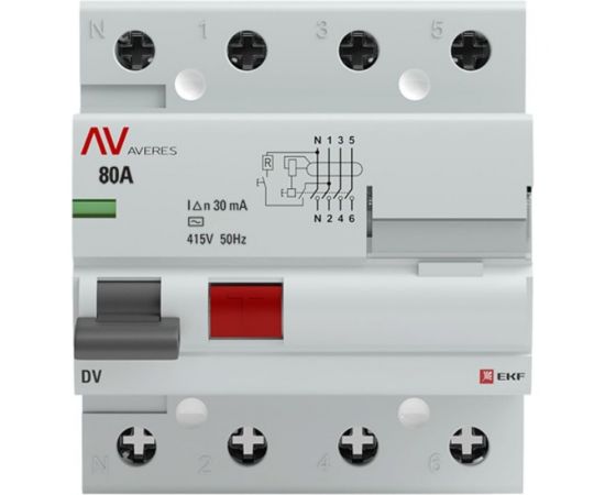 Устройство защитного отключения EKF DV 4P 80А/30мА AC AVERES SQrccb-4-80-30-ac-av – изображение 2