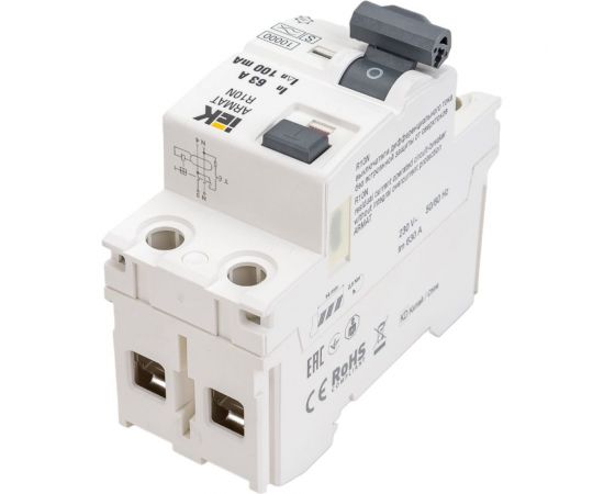 Выключатель дифференциального тока IEK ARMAT R10N 2P 63А 100мА тип A-S AR-R10N-2-063AS100 – изображение 2