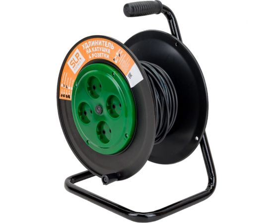 Электрический удлинитель на катушке SVET 20м/4розетки без заземления (ПВС), 6А УХ-6-4-20-К ПВС 2x0,75 EV0451-5121 – изображение 2