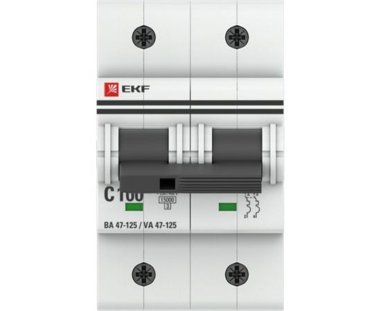 Автоматический выключатель EKF 2P 100А 15кА ВА 47-125 PROxima SQmcb47125-2-100C – изображение 2