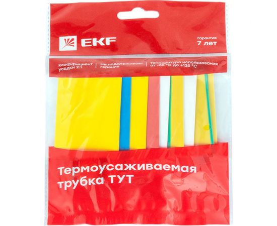Термоусаживаемая трубка EKF ТУТ 30/15 набор: 7 цветов по 3 шт. 100 мм PROxima tut-n-30 – изображение 2