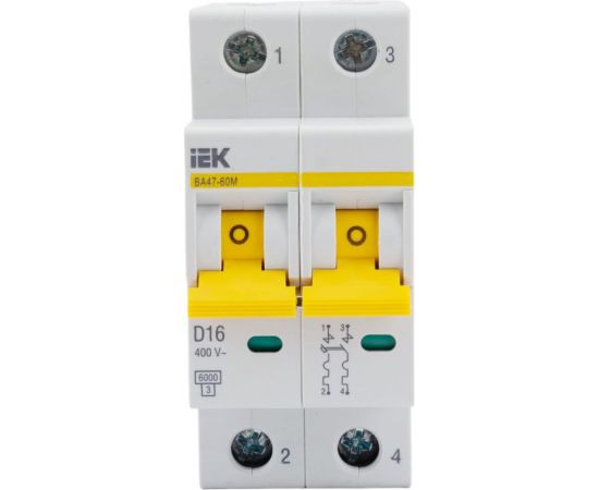 Автоматический выключатель IEK ВА47-60M 2Р 16А 6кА D MVA31-2-016-D – изображение 3