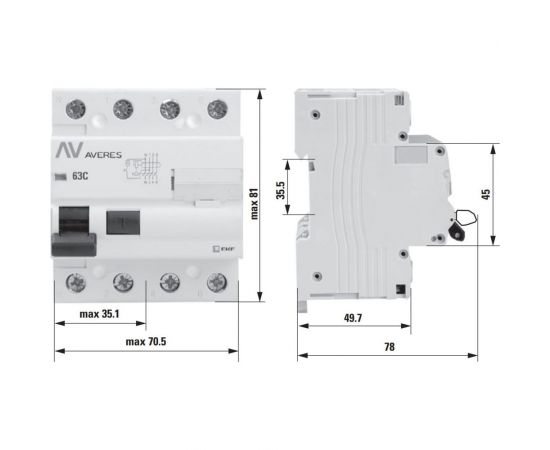 Устройство защитного отключения EKF DV 4P 80А/30мА AC AVERES SQrccb-4-80-30-ac-av – изображение 3