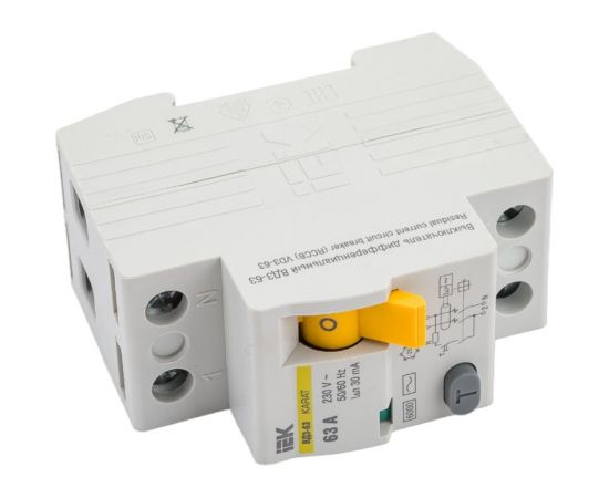 Узо IEK karat вд3-63 2p 63а 30ма 6ка тип ac MDV20-2-063-030 – изображение 4