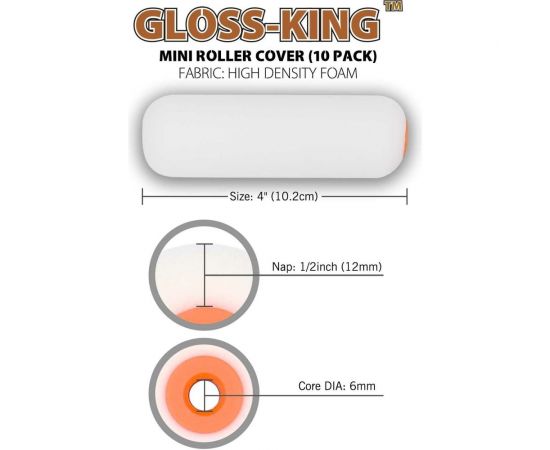 Малярный мини-валик Rollingdog Gloss-King из поролона высокой плотности, 100 мм, 10 шт, 00348 – изображение 4