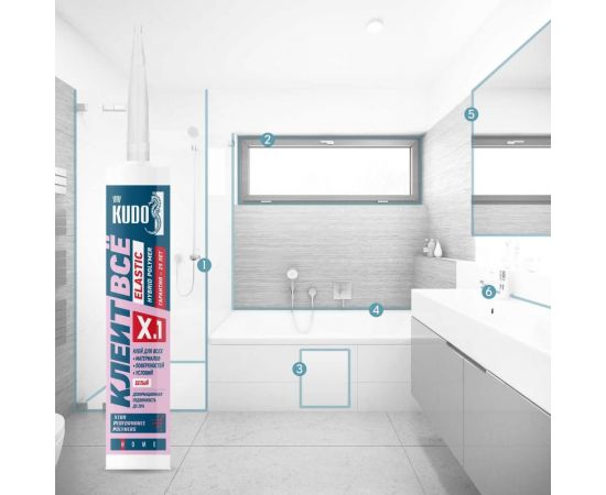 Клей на основе гибридных полимеров KUDO Клеит Все ELASTIС белый, 280 мл KX-1W – изображение 9