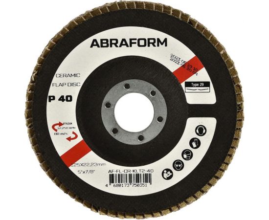 Круг лепестковый FlapLine CR, 125 мм, P40, угловой ABRAFORM AF-FL-CR-KLT2-40 
