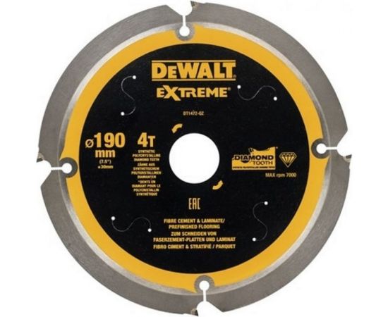 Диск пильный по фиброцементу (190x30 мм; 4T) DEWALT DT1472-QZ 