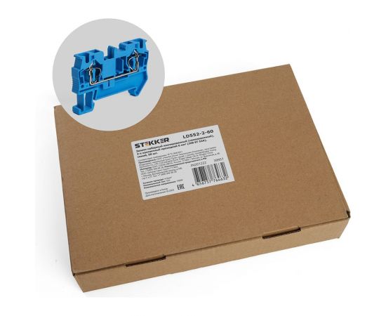 Самозажимной 2-проводной проходной зажим STEKKER ЗНИ - 6,0, JXB ST 6, синий LD552-2-60 39957 