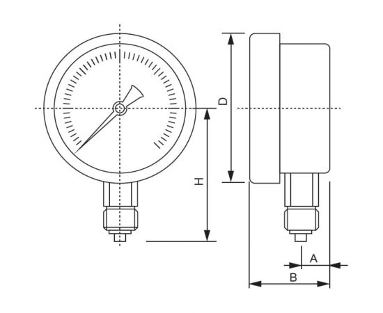 Манометр от 0 до 1.6 бар из нержавеющей стали, D100 мм, NPT 1/2"", штуцер снизу A-Flow G32-S-8N-100A-1,6bar – изображение 2