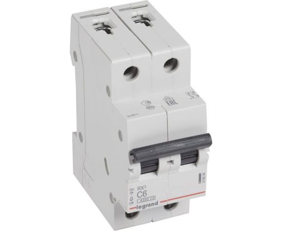 Автоматический модульный выключатель Legrand 2п C 6А 4.5кА RX3 Leg 419694 1199877 – изображение 2