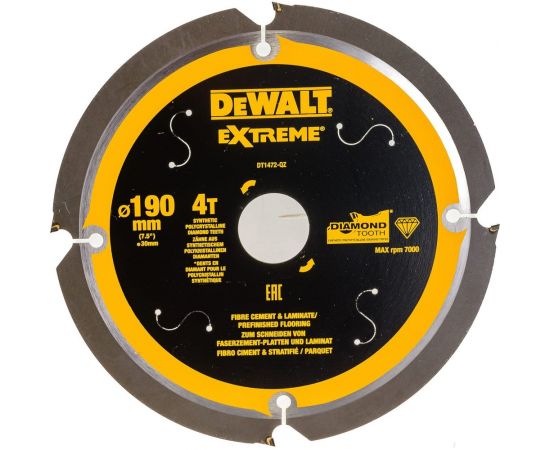 Диск пильный по фиброцементу (190x30 мм; 4T) DEWALT DT1472-QZ – изображение 2