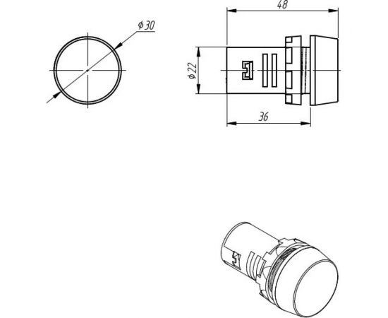 Сигнальная LED лампа MEYERTEC зеленый, 220V AC/ DC IP65 MT22-S33 арт. 00000100737 – изображение 5