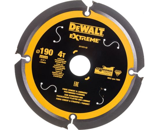Диск пильный по фиброцементу (190x30 мм; 4T) DEWALT DT1472-QZ – изображение 5
