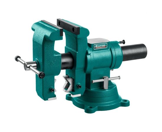 Стальные слесарные тиски KRAFTOOL 3D-Steel 150 мм с поворотом в двух плоскостях на 360 32704-150 