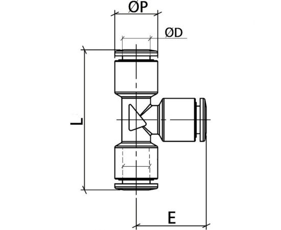 Фитинг Т-образный (10 шт; 6 мм; латунь) CDC Pneumatics BUT0600 – изображение 2