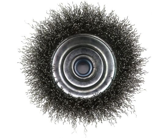 Щетка чашечная 100 мм, М14, ворс гофрированная нержавеющая сталь 0.30 мм для УШМ 13-015 EuroBrush EB-ISS4 – изображение 5