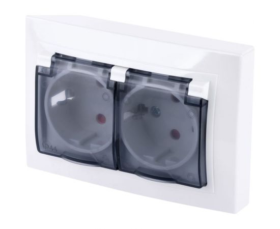 Двойная розетка TDM 2П+З с защитными шторками и прозрачной крышкой 16А 250В IP44 белая Таймыр SQ1814-0077 – изображение 7