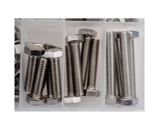 Набор болтов, шайб и гаек из нержавеющей стали KREPFIELD М8, 136 предметов в кейсе Набор08метрика136 – изображение 8