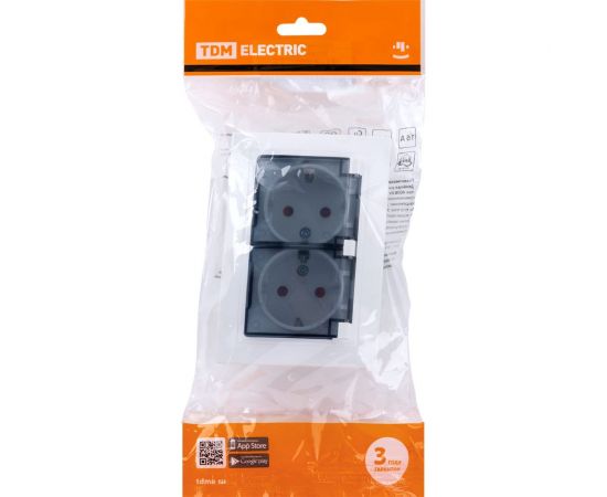 Двойная розетка TDM 2П+З с защитными шторками и прозрачной крышкой 16А 250В IP44 белая Таймыр SQ1814-0077 – изображение 8