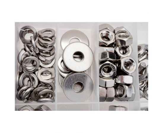 Набор болтов, шайб и гаек из нержавеющей стали KREPFIELD М8, 136 предметов в кейсе Набор08метрика136 – изображение 9