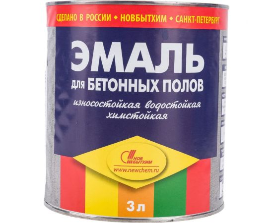 Эмаль для бетонных полов НОВБЫТХИМ темно-красная, 3 л 365 